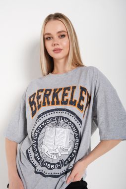 Know Women's Gray Oversize Berkeley Printed T-shirt