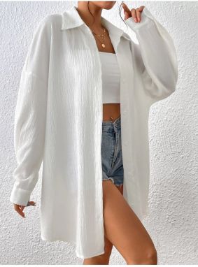 Know Women's White Oversized Long Shirt