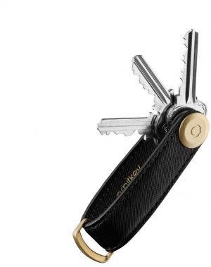 Kožená kľúčenka Orbitkey 2.0 Saffiano – Čierna