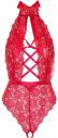Červené čipkované crotchless body 89245 galéria