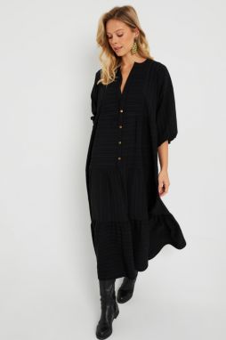 Cool & Sexy Women's Loose Midi Dress Black Q982