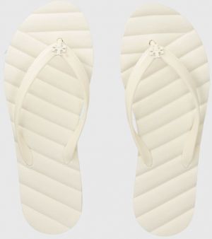 Žabky Tory Burch Kira Flip Flop dámske, béžová farba, na plochom podpätku, 144262.101