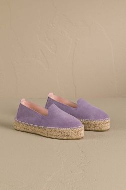 Semišové espadrilky Manebi Hamptons Double Sole Espadrilles fialová farba, na platforme, R 6.3 D0