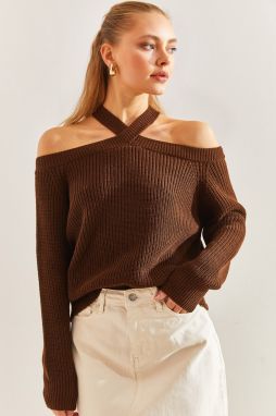 Bianco Lucci Women's Cross-Strap Knitwear Sweater