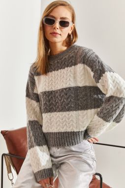 Bianco Lucci Women's Hair Knitting Patterned Knitwear Sweater