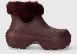 Snehule Crocs Stomp Lined Boot bordová farba, 208718