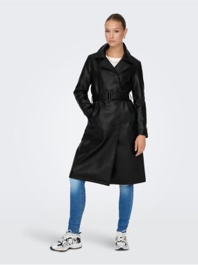 Black Women's Leatherette Coat JDY Vicos - Ladies