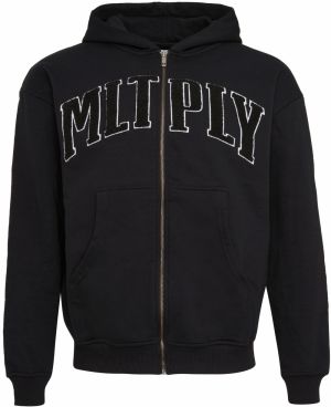 Multiply Apparel Tepláková bunda  čierna / biela