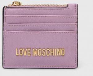 Puzdro na karty Love Moschino fialová farba