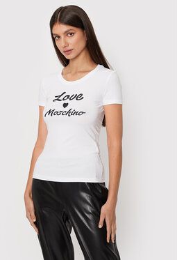 LOVE MOSCHINO Tričko W4H1029E 1951 Biela Slim Fit