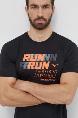 Bežecké tričko Mizuno Core Run čierna farba, s potlačou, J2GAB008