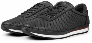 Ducavelli Pointed Genuine Leather Men's Casual Shoes, Genuine Leather Summer Shoes, Perforated Shoes Black.