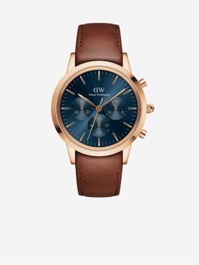 Hnedé pánske hodinky s koženým remienkom Daniel Wellington Iconic DW00100639