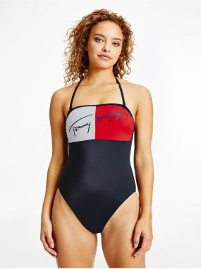 Tmavomodré dámske jednodielne plavky Tommy Hilfiger Underwear