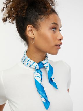 Orsay Blue and White Women's Patterned Satin Scarf - Women's