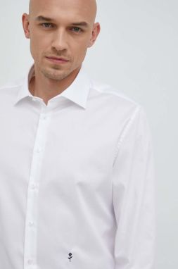Bavlnená košeľa Seidensticker pánska, biela farba, slim, s klasickým golierom, 01.676550