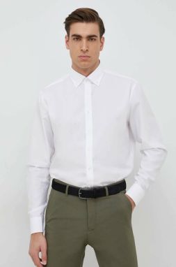 Bavlnená košeľa Seidensticker Shaped Pánska, biela farba, slim, s golierom button-down, 01.293702