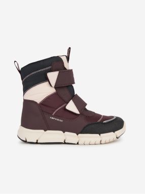 Burgundy Girls' Winter Ankle Boots Geox Flexyper - Girls