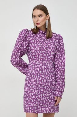 Bavlnené šaty Custommade Jonie fialová farba, mini, áčkový strih, 999376479