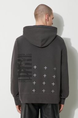 Bavlnená mikina KSUBI portal kash hoodie pánska, šedá farba, s kapucňou, s potlačou, MPS24FL011