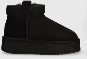 Semišové snehule Emu Australia Foy Flatform Micro čierna farba, W13073.BLAK