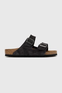 Semišové šľapky Birkenstock Arizona Sfb pánske, šedá farba