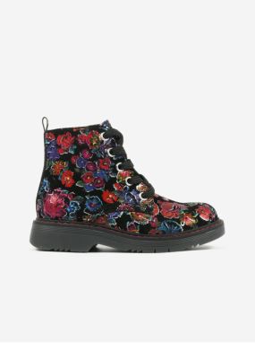 Black Girly Flowered Ankle Boots Richter - Girls