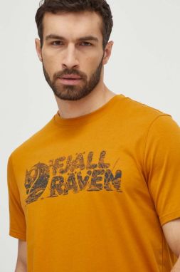 Tričko Fjallraven Lush Logo T-shirt pánske, žltá farba, s potlačou, F12600219