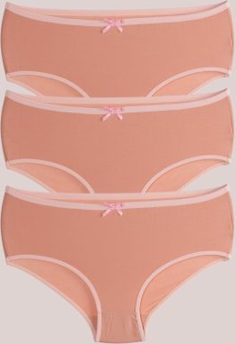 armonika Women's Powder Cotton Lycra High Waist Bato Briefs 3-Pack