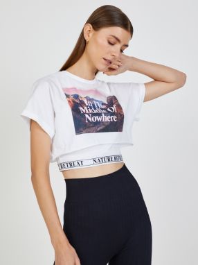 Biely crop top s potlačou TALLY WEiJL