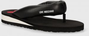 Žabky Love Moschino dámske, čierna farba, na plochom podpätku, JA28213G0IJM0000