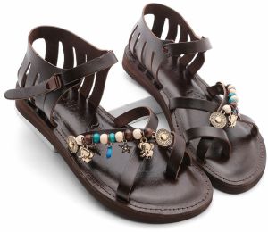 Marjin Women's Leather Eva Sole Flip-Flops Daily Sandals Kitaz Brown