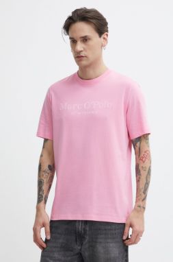 Bavlnené tričko Marc O'Polo pánsky, ružová farba, s potlačou