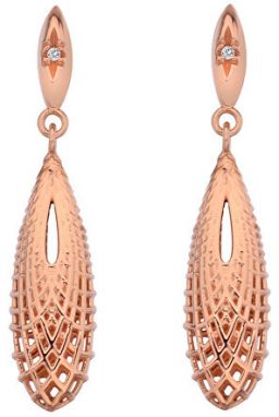 Hot Diamonds Elegantný bronzové náušnice s diamantmi Quest Filigree Teardrop DE656