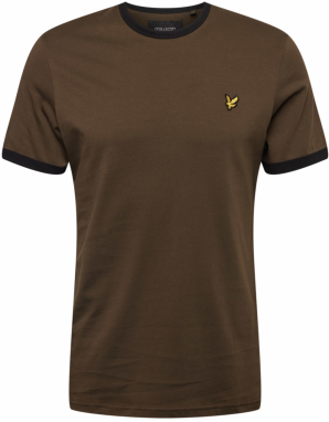 Lyle & Scott Tričko 'Ringer'  hnedá / zlatá / čierna