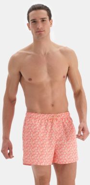 Dagi Salmon Geometric Floral Pattern Mini Marine Shorts