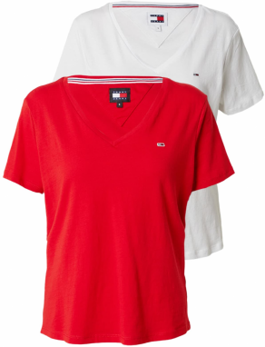 Tommy Jeans Tričko  červená / biela