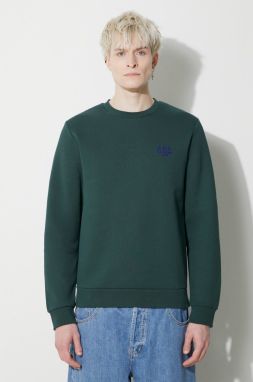 Bavlnená mikina A.P.C. Sweat Rider pánska, zelená farba, jednofarebná, COGVG.H27699.KAG