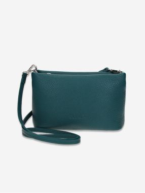 Petrolejová dámska kožená crossbody kabelka Elega Fluffy