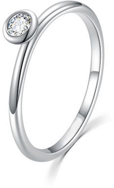 MOISS Pôvabný strieborný prsteň s čírym zirkónom R00019 59 mm