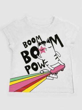 Mushi Boom Boom Girls White Combed Cotton T-shirt