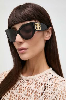 Slnečné okuliare Balenciaga dámske, čierna farba, BB0322S