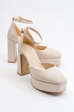 LuviShoes Women's Tear Beige Heeled Shoes