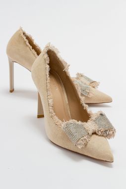 LuviShoes VEGAS Women's Beige Suede Heeled Shoes