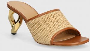 Šľapky JW Anderson Raffia Sandal dámske, béžová farba, na podpätku, ANW42230A