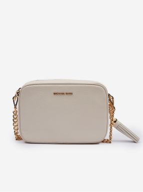 Krémová dámska kožená crossbody kabelka Michael Kors