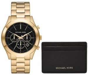 Hodinky a puzdro na karty Michael Kors zlatá farba