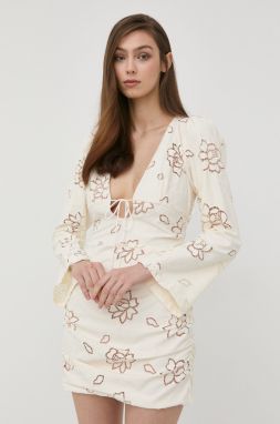 Šaty For Love & Lemons béžová farba, mini, priliehavá