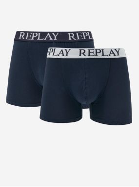 Set of two men's boxers in dark blue Replay - Men