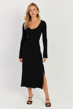 Cool & Sexy Women's Black Slit Camisole Midi Dress